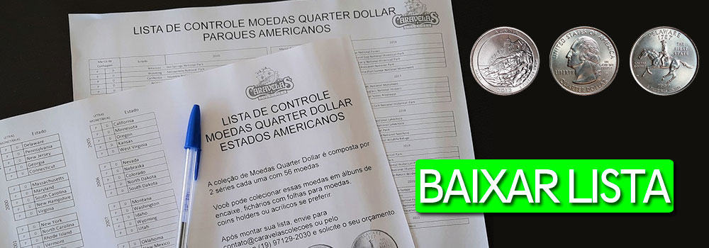 Lista de Controle Moedas Quarter Dollar